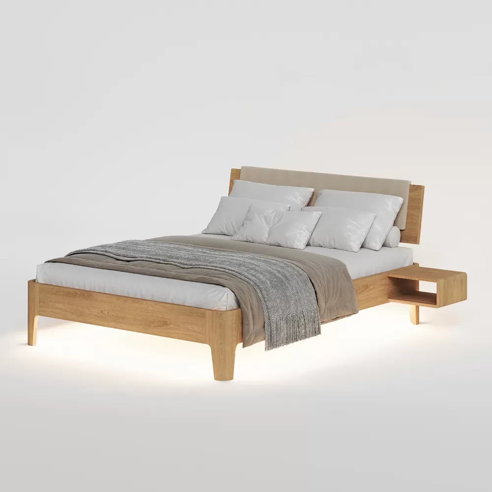 Кровать Lugo Modern Дуб с тумбочками + подсветка Кровать Lugo Modern Дуб с тумбочками + подсветка