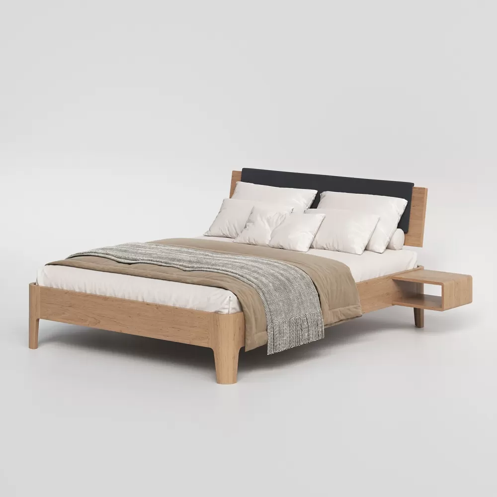 Кровать Lugo Modern Ольха с тумбочками + подсветка Кровать Lugo Modern Ольха с тумбочками + подсветка